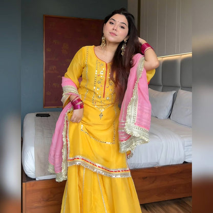VANYA NEON YELLOW SHARARA SUIT SET
