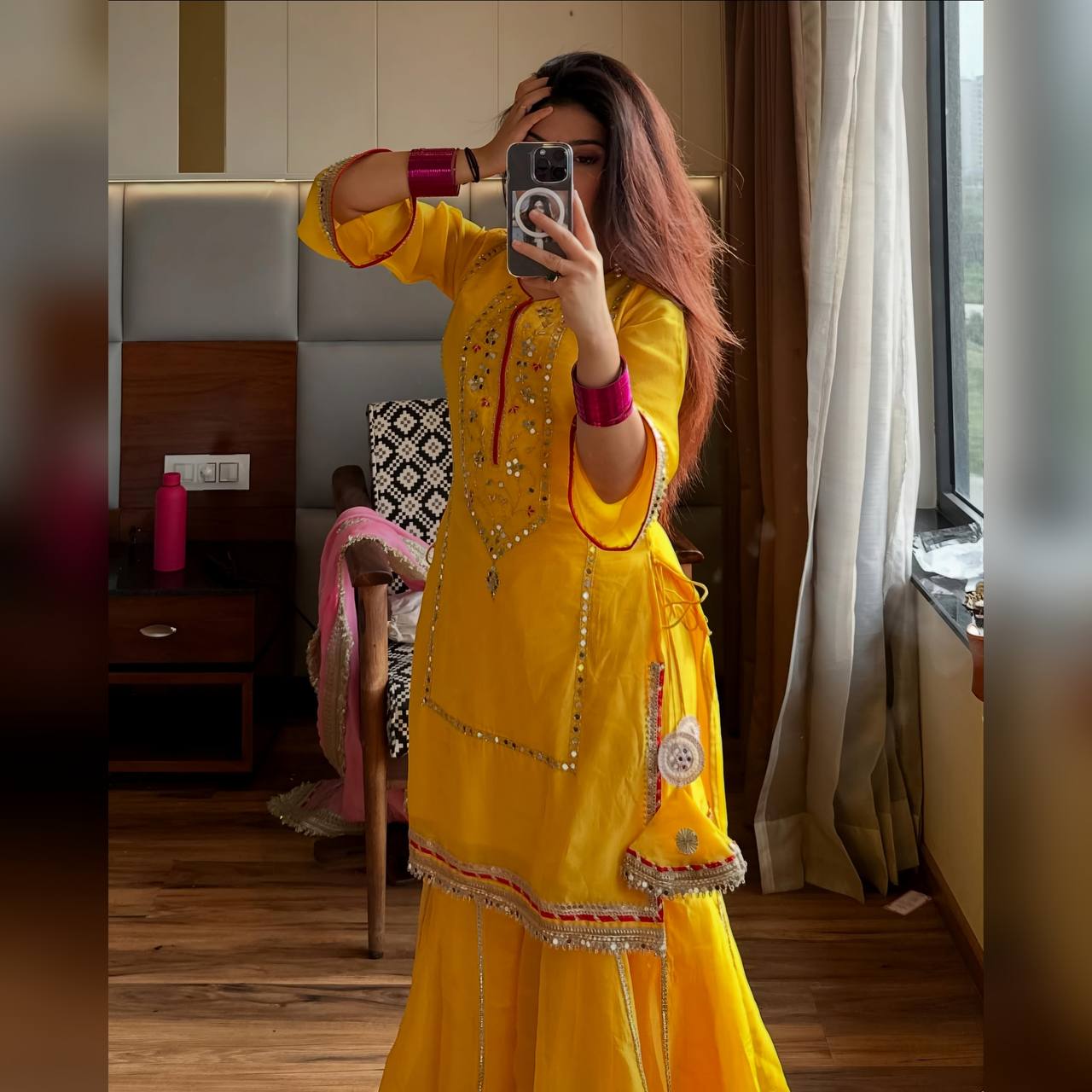 VANYA NEON YELLOW SHARARA SUIT SET