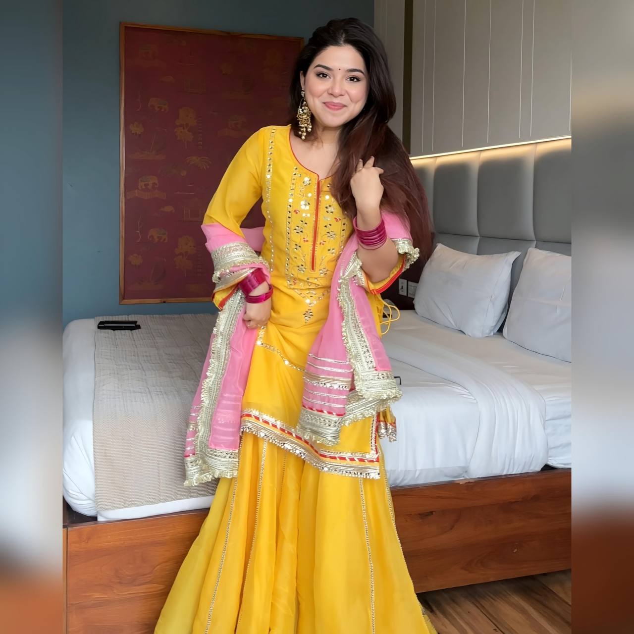 VANYA NEON YELLOW SHARARA SUIT SET