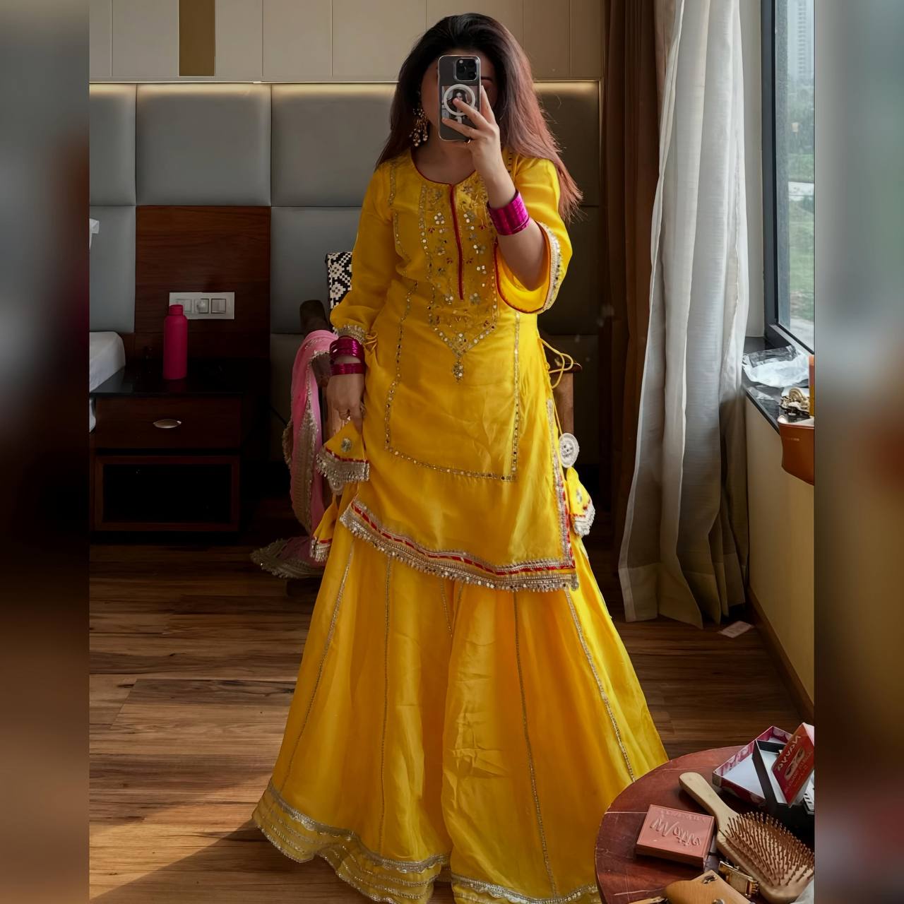 VANYA NEON YELLOW SHARARA SUIT SET