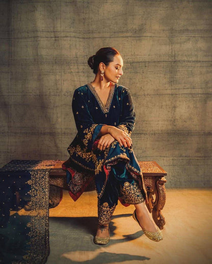 Sonakshi's Velvet Royal Elegant Suit Set