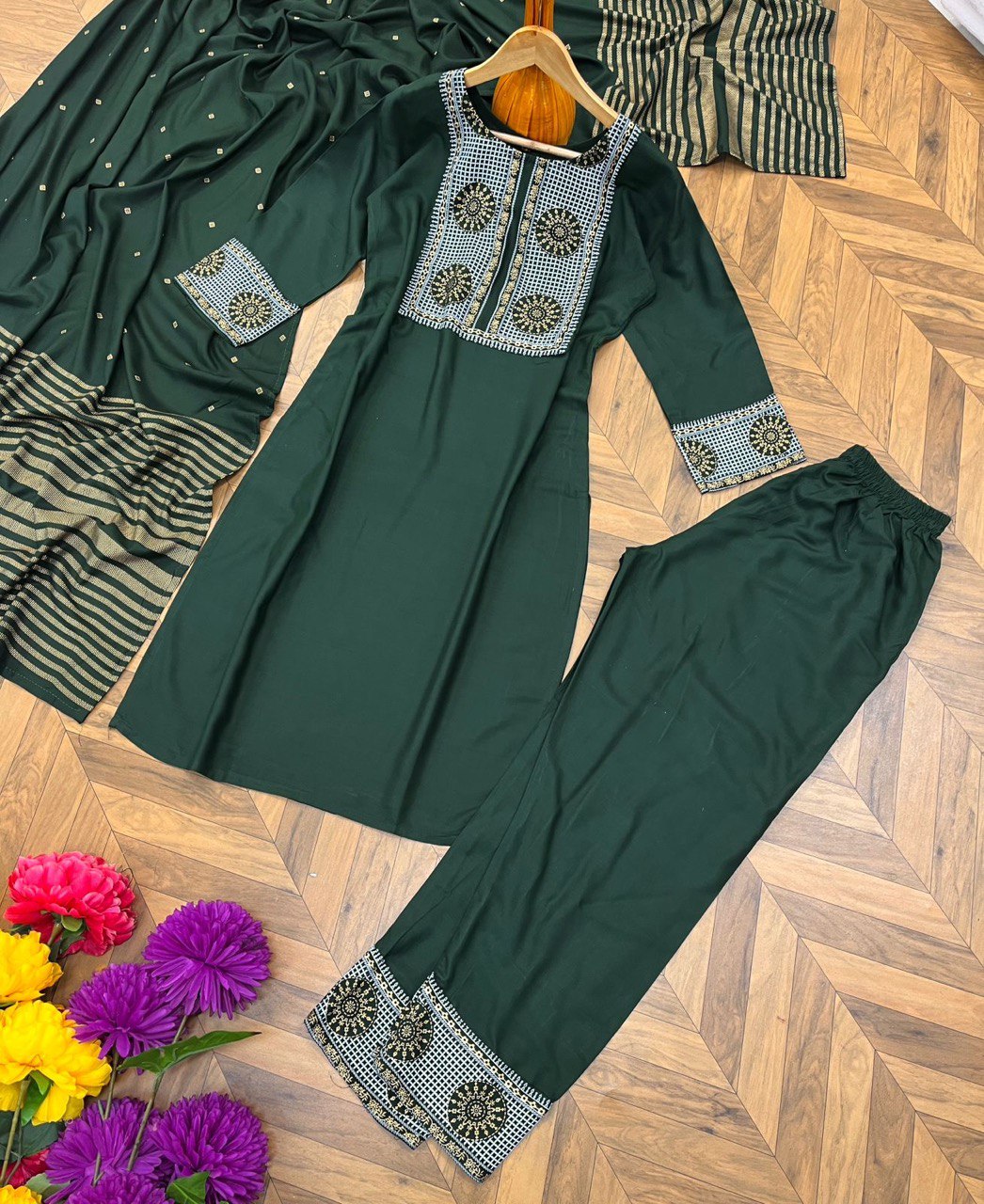 Reyon Embroidered  Set