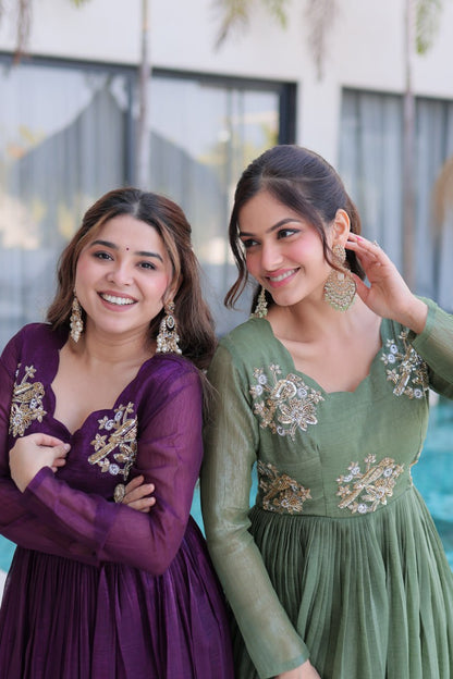 Royal Bloom Embroidered Anarkali Gown