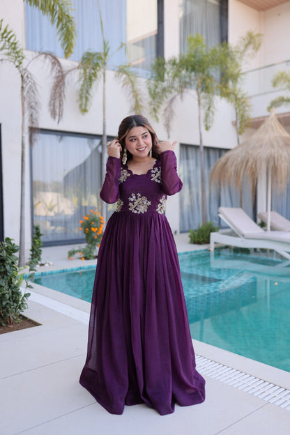 Royal Bloom Embroidered Anarkali Gown
