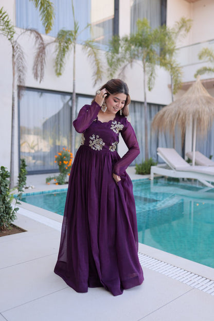 Royal Bloom Embroidered Anarkali Gown
