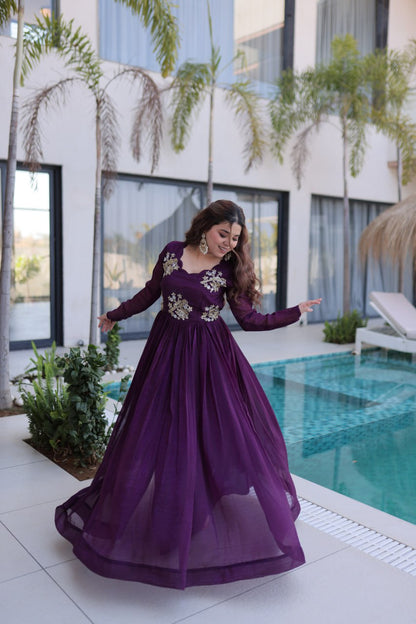 Royal Bloom Embroidered Anarkali Gown
