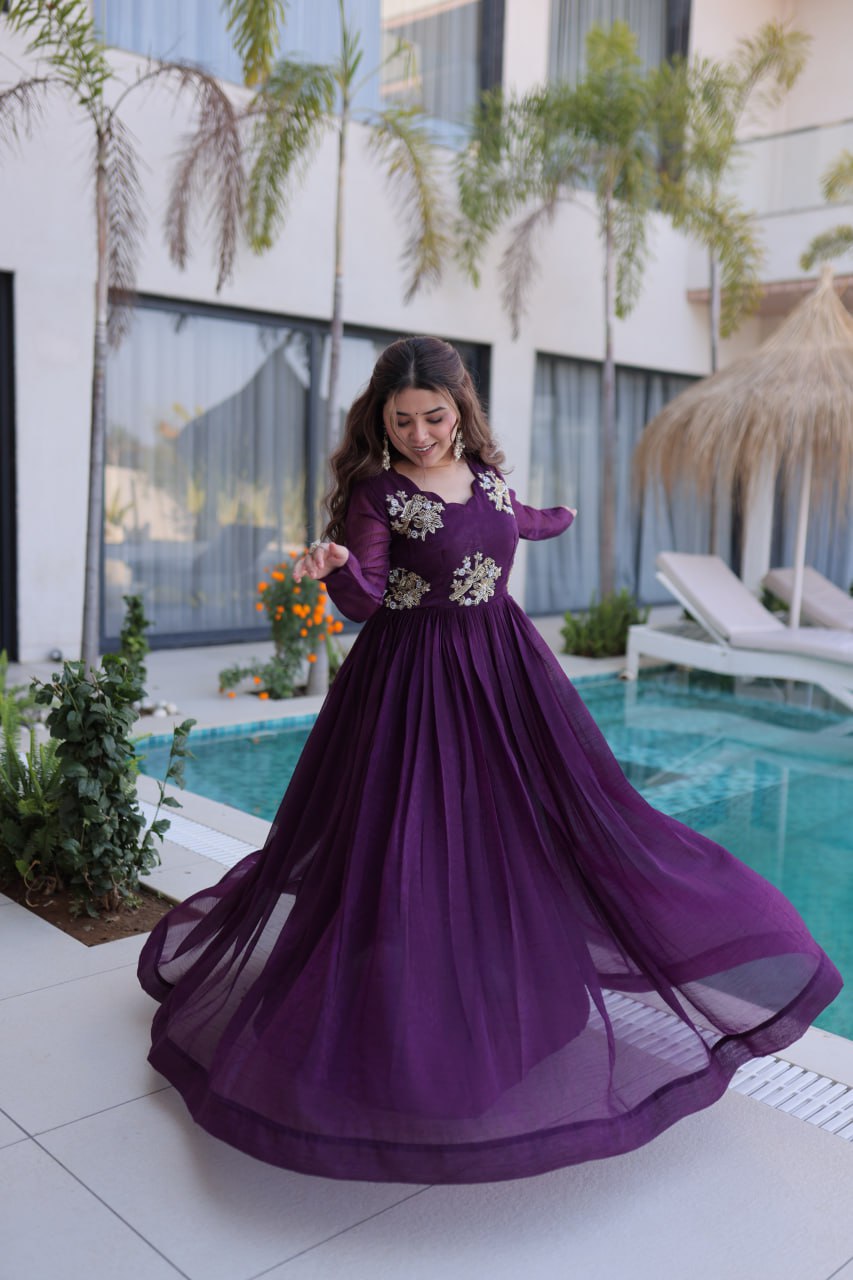 Royal Bloom Embroidered Anarkali Gown