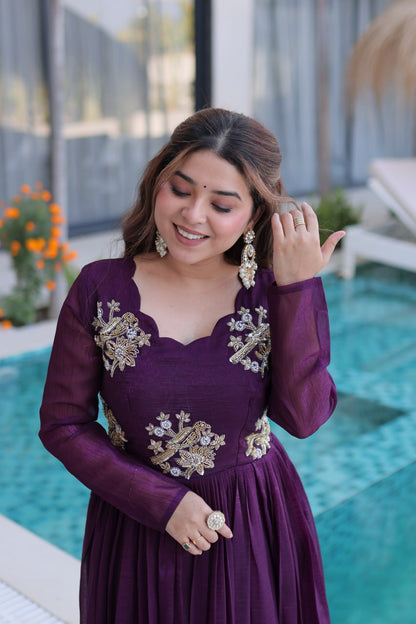 Royal Bloom Embroidered Anarkali Gown