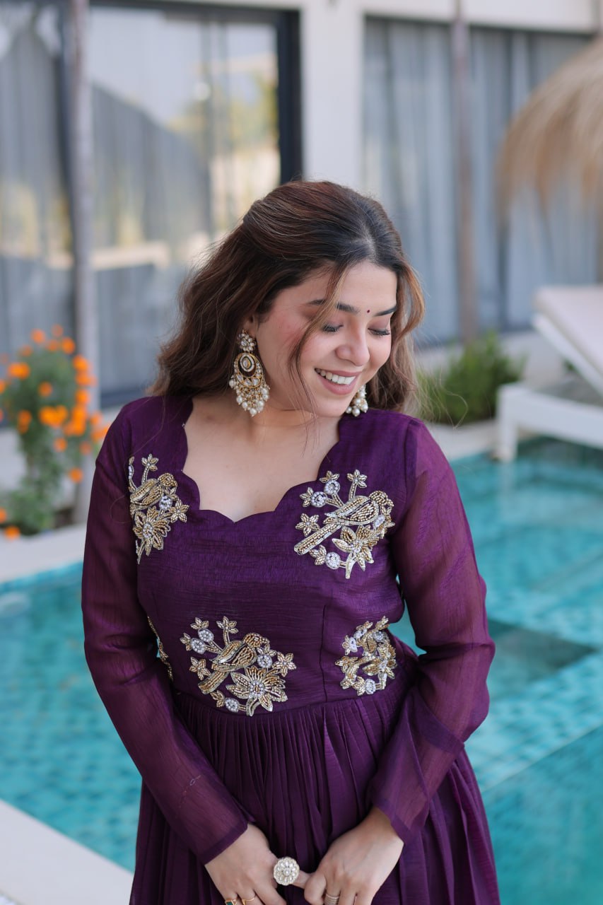 Royal Bloom Embroidered Anarkali Gown
