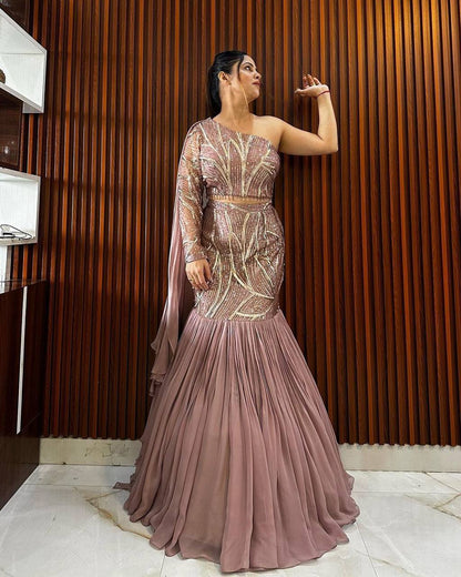 ✨ 6-Meter Flair Faux Georgette Ruffle Lehenga Set