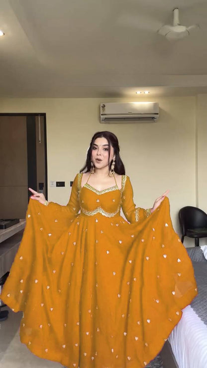 Devara Multicolor Karwa Special Anarkali Suit Set