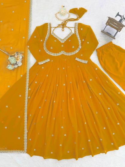 Devara Multicolor Karwa Special Anarkali Suit Set
