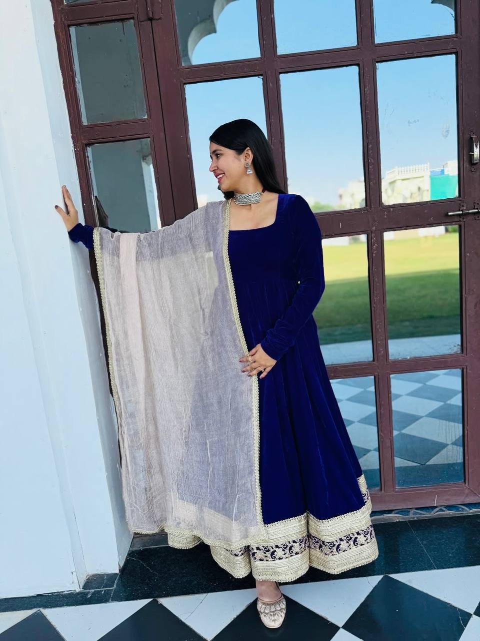 Luxe Velvet Anarkali Suit Set