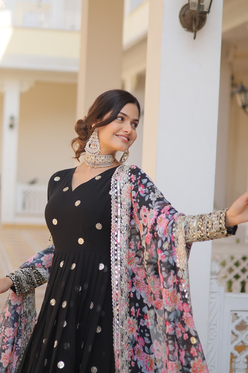 Aadhira Multi Embroidered Georgette Gown Set