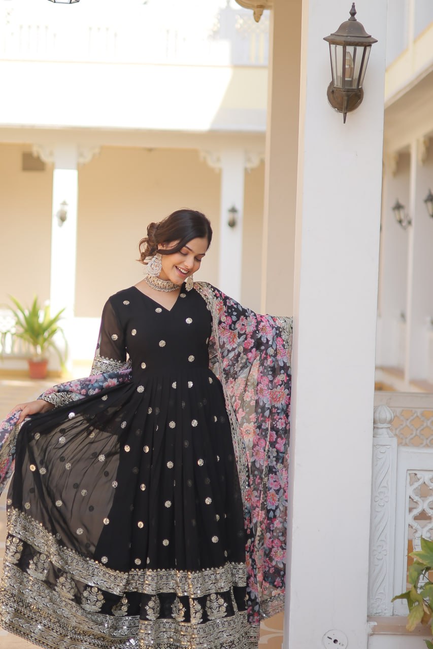 Aadhira Multi Embroidered Georgette Gown Set