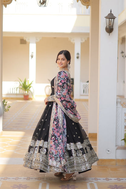 Aadhira Multi Embroidered Georgette Gown Set