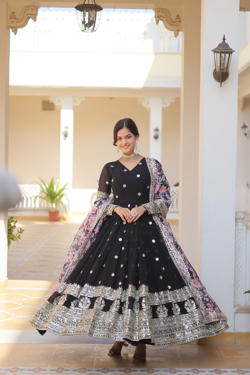 Aadhira Multi Embroidered Georgette Gown Set