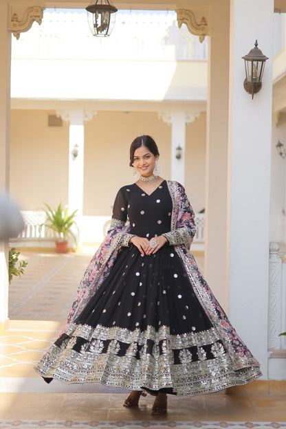 Aadhira Multi Embroidered Georgette Gown Set