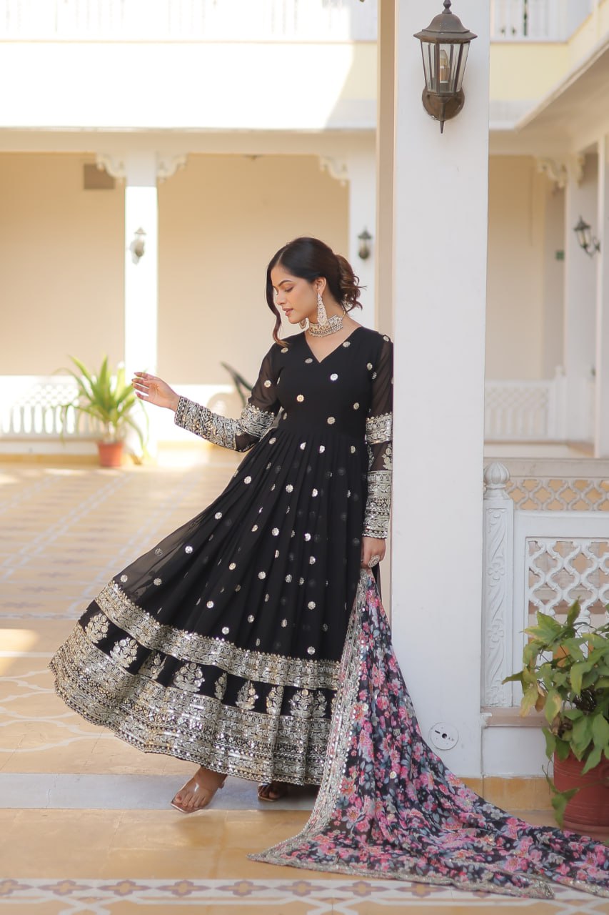 Aadhira Multi Embroidered Georgette Gown Set