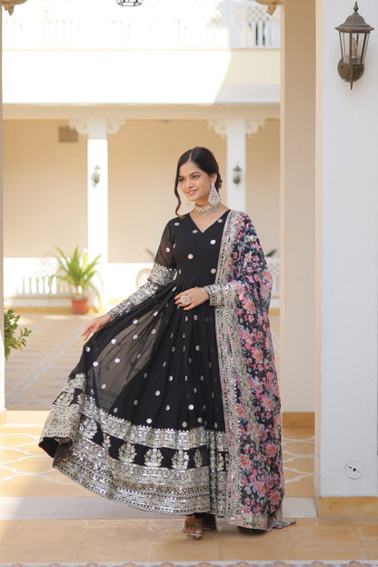 Aadhira Multi Embroidered Georgette Gown Set