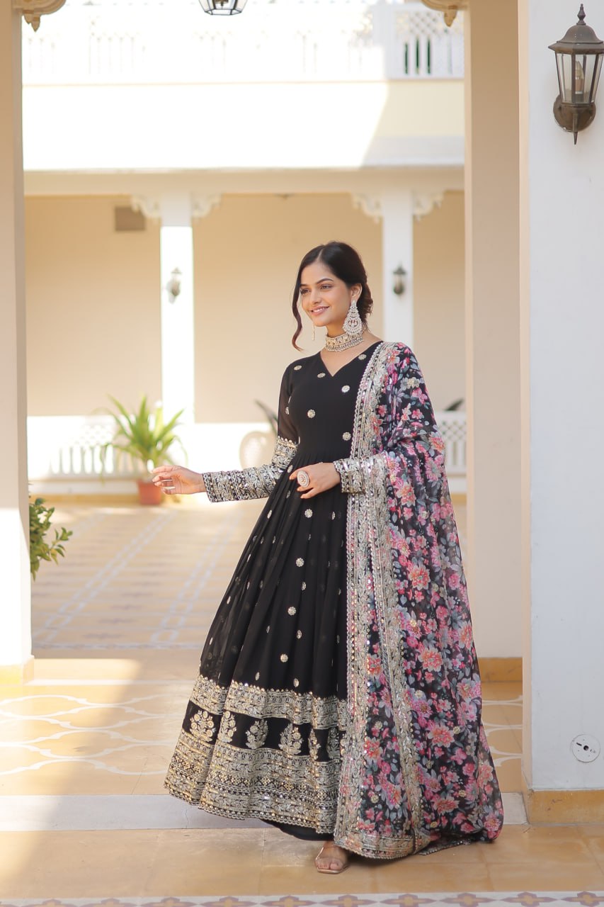Aadhira Multi Embroidered Georgette Gown Set