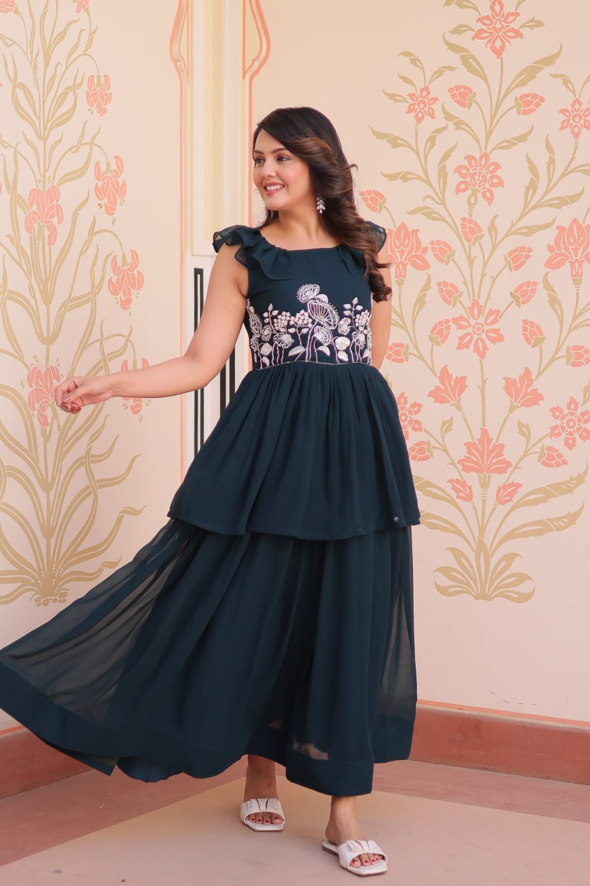 Anaya Peplum Style Designer Gown