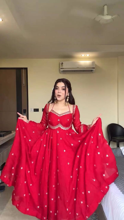 Devara Multicolor Karwa Special Anarkali Suit Set