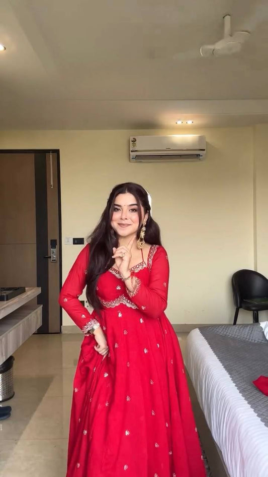 Devara Multicolor Karwa Special Anarkali Suit Set