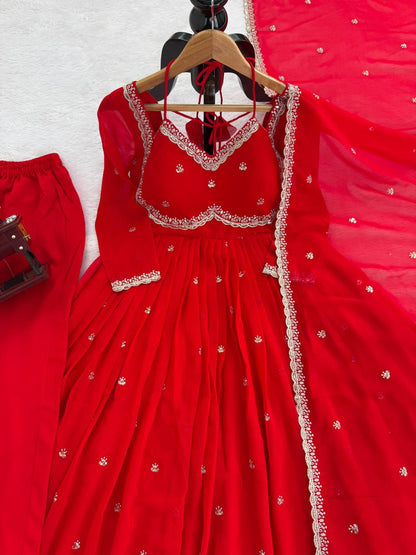 Devara Multicolor Karwa Special Anarkali Suit Set