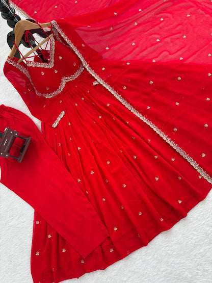 Devara Multicolor Karwa Special Anarkali Suit Set