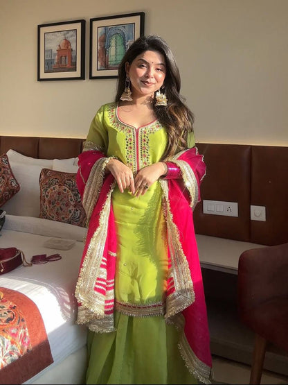 The Sovereign Kaumya Neon Silk Sharara