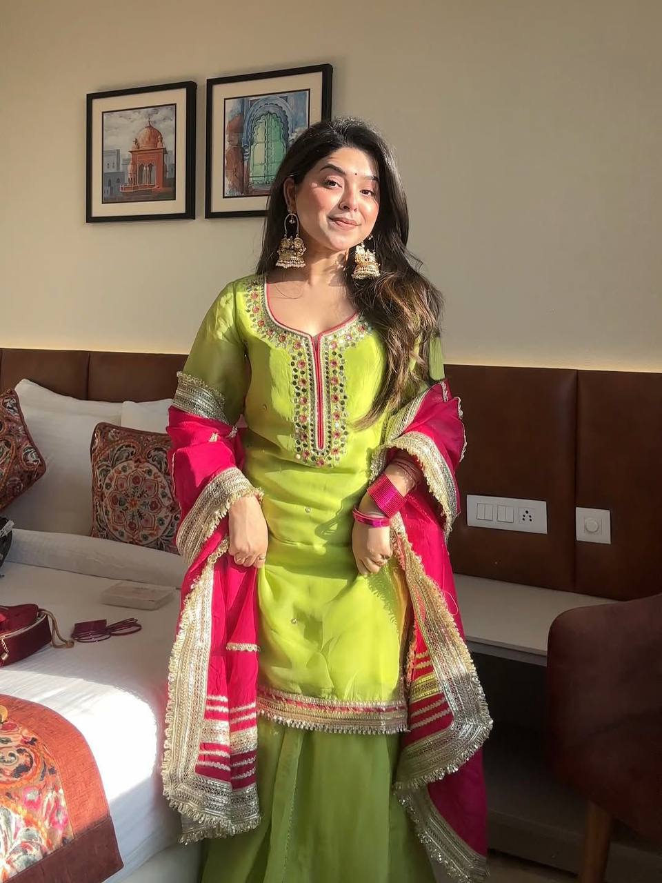 The Sovereign Kaumya Neon Silk Sharara