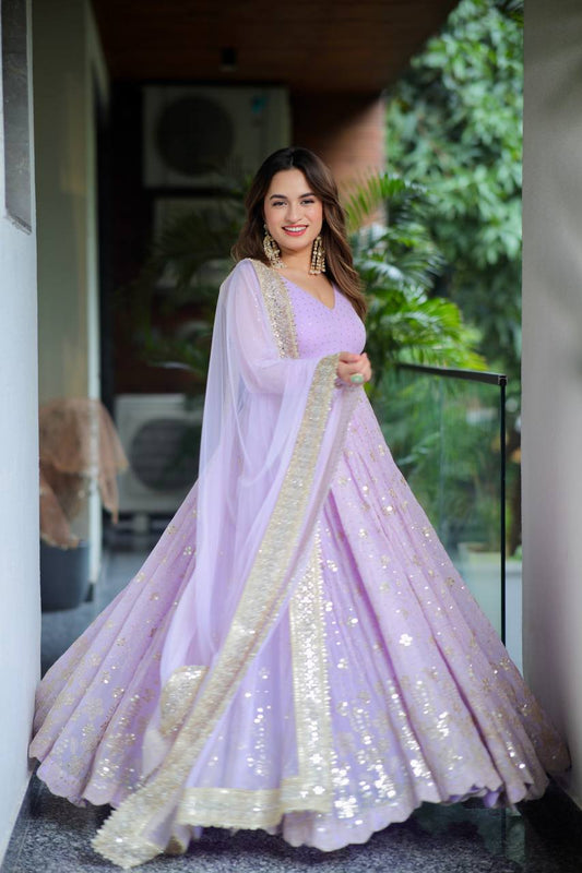 Velanika Purple Anarkali Suit Set