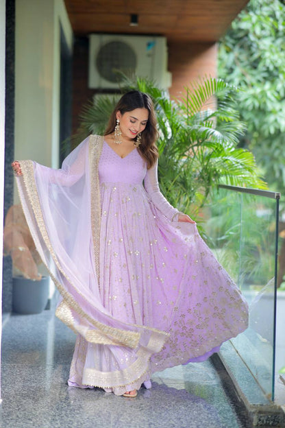 Velanika Purple Anarkali Suit Set