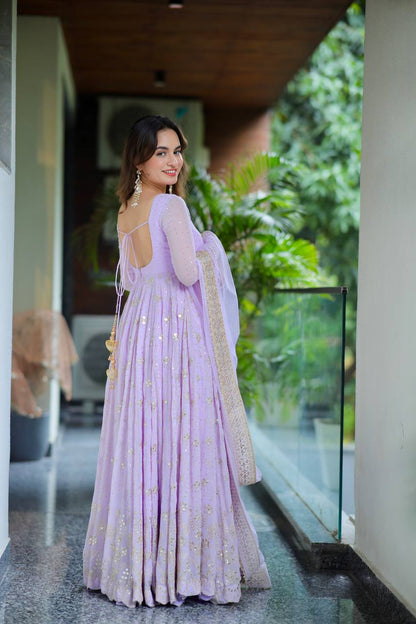 Velanika Purple Anarkali Suit Set