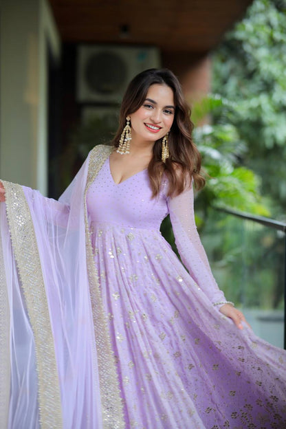 Velanika Purple Anarkali Suit Set
