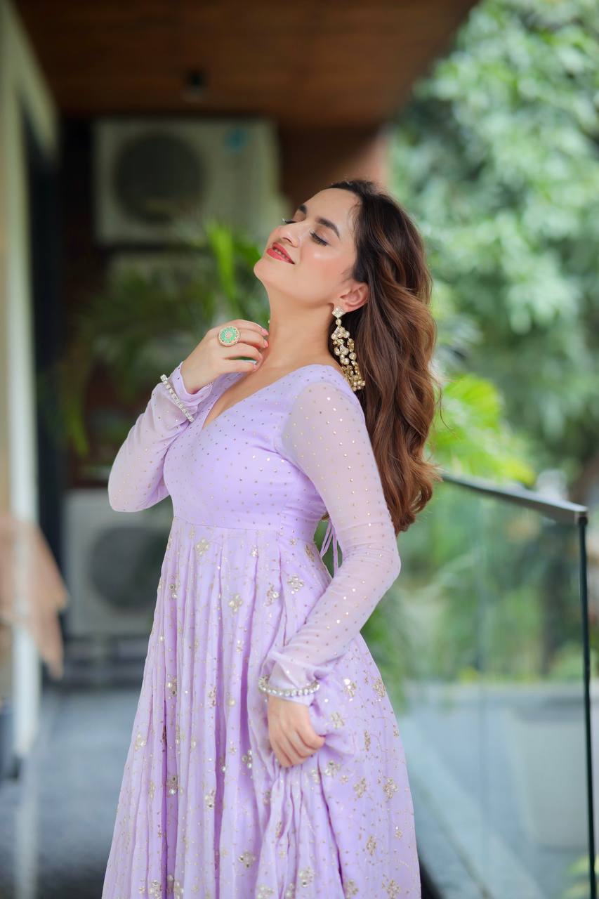 Velanika Purple Anarkali Suit Set
