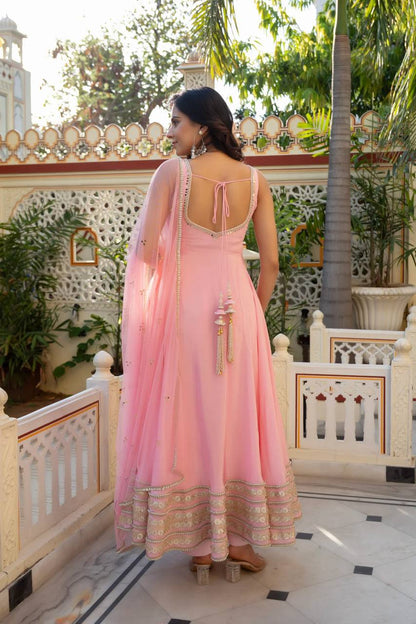 Premium Designer Natural Crepe Anarkali Suit Set