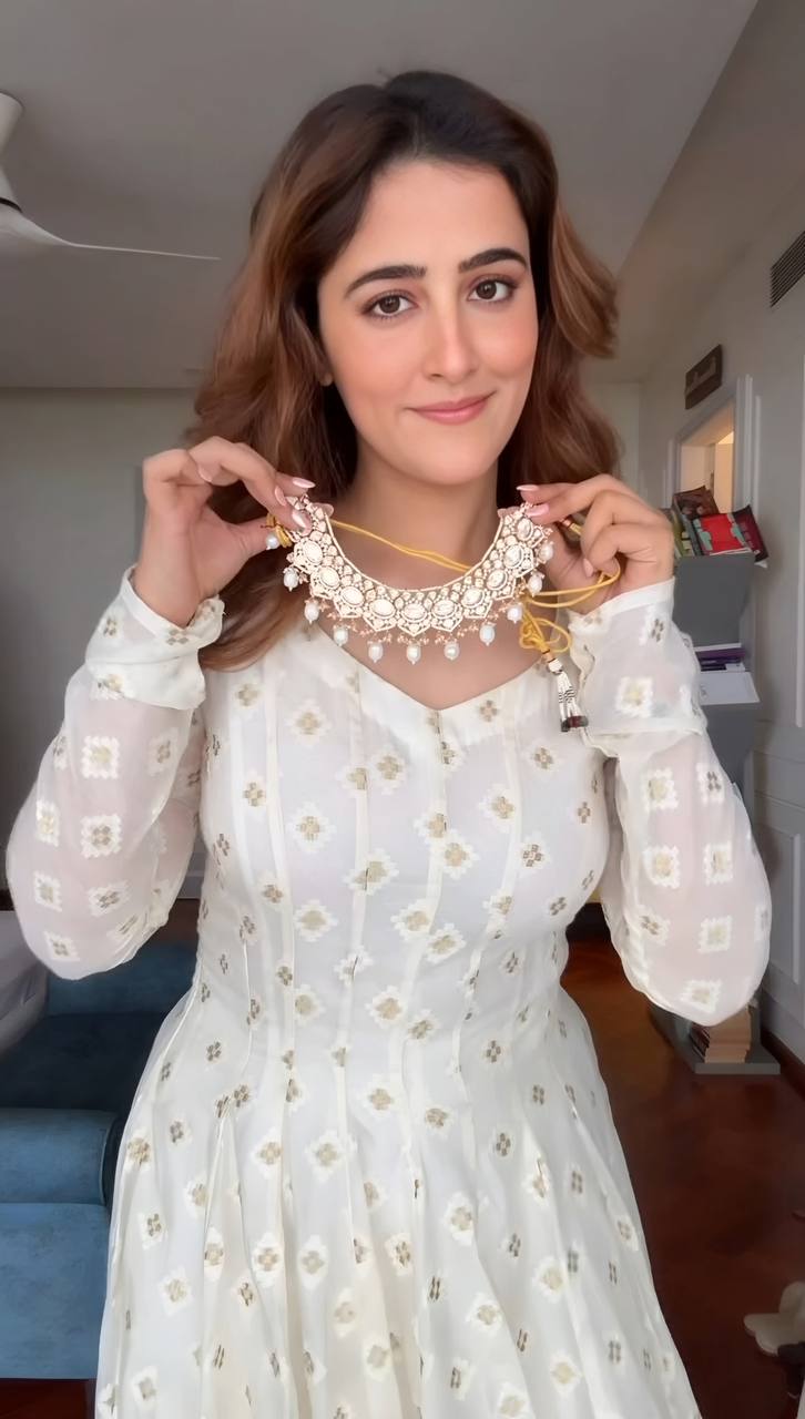 Pearl White Lakhnavi Work Designer Anarkali Suit