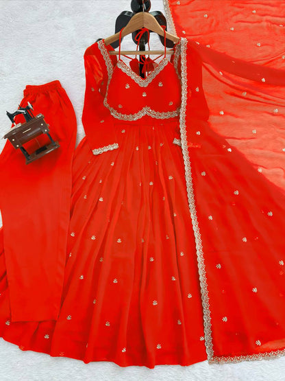 Devara Multicolor Karwa Special Anarkali Suit Set