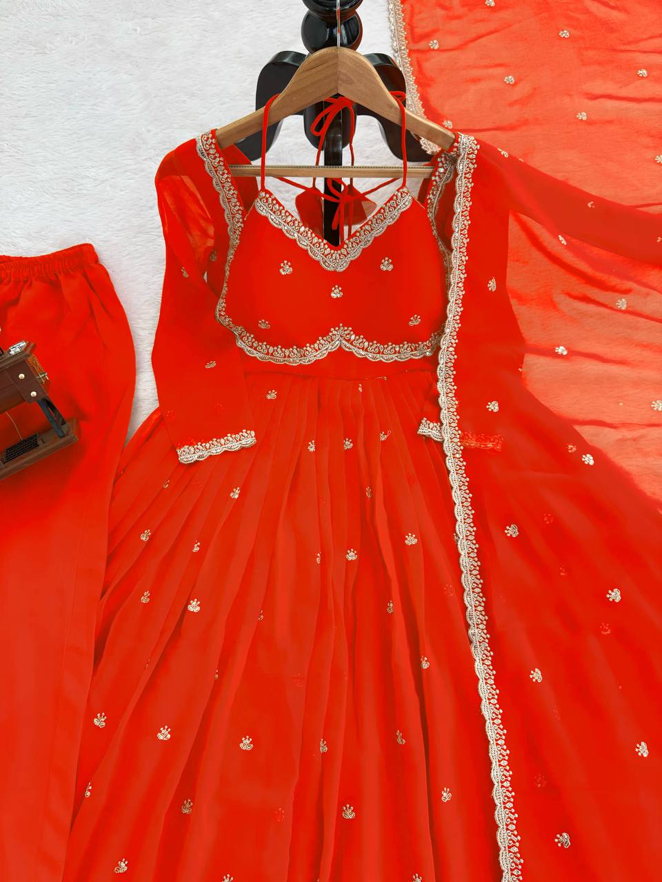 Devara Multicolor Karwa Special Anarkali Suit Set
