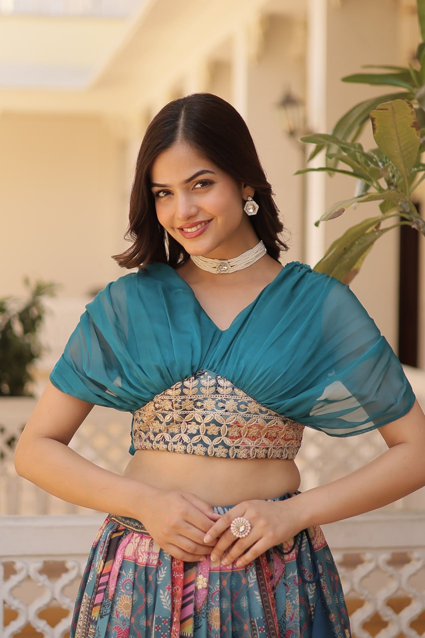 Varnika Russian Silk Printed Lehenga Choli Set
