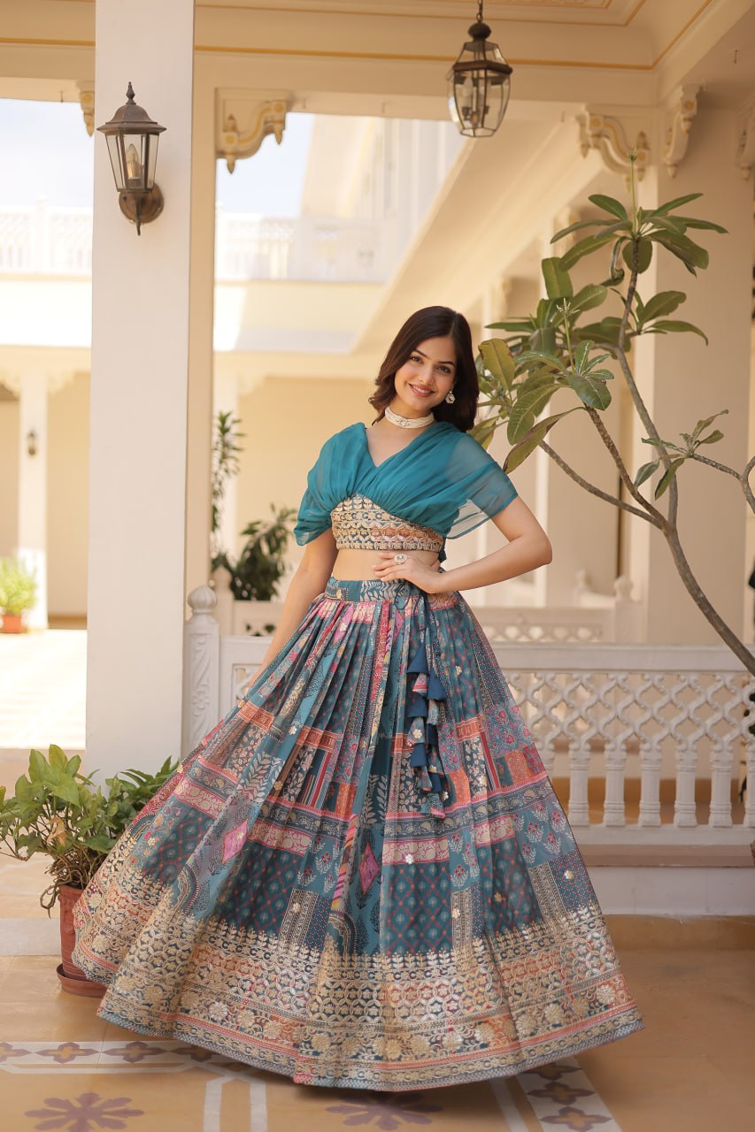 Varnika Russian Silk Printed Lehenga Choli Set
