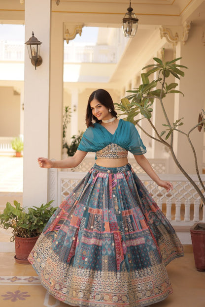 Varnika Russian Silk Printed Lehenga Choli Set