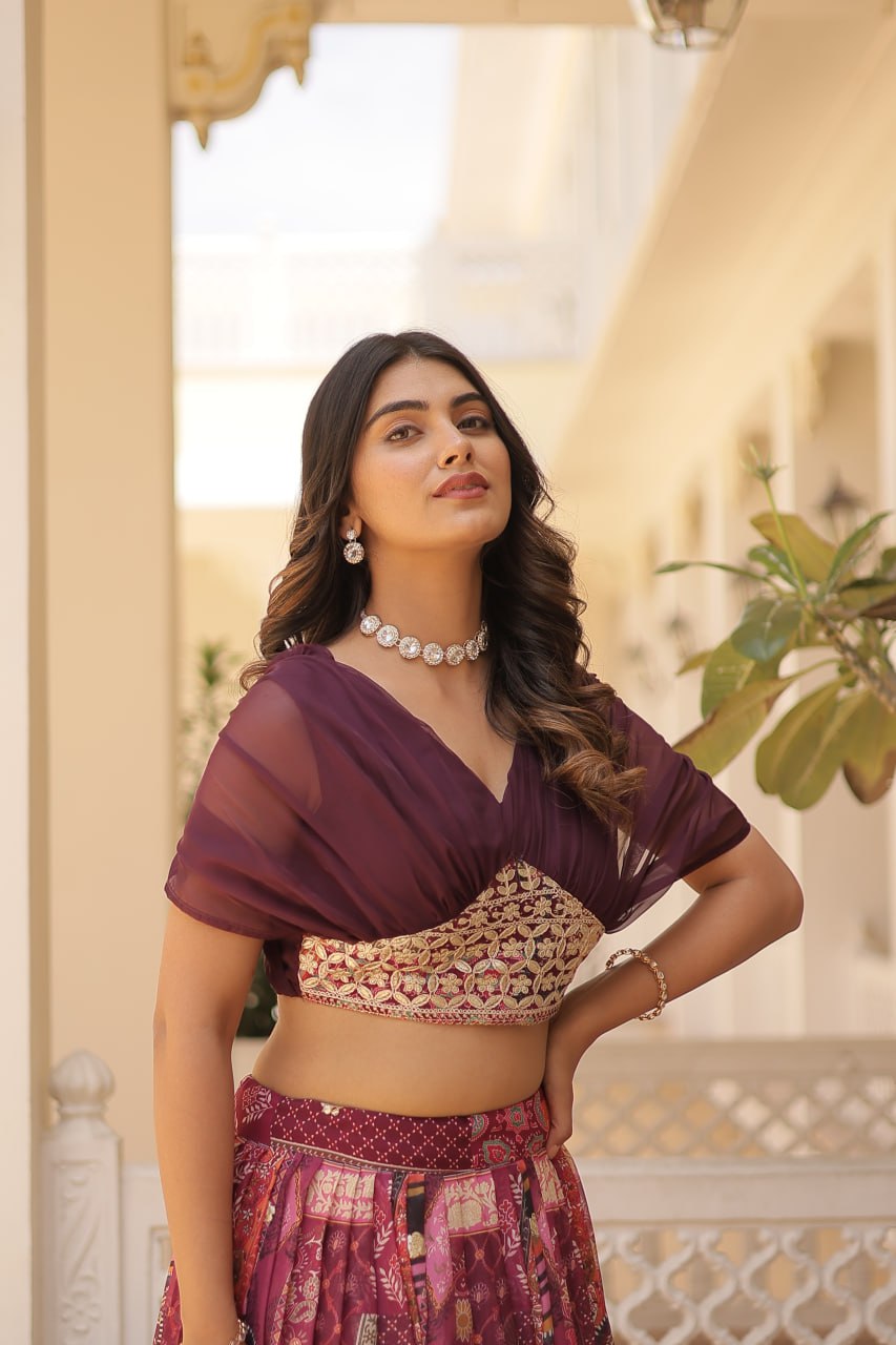 Varnika Russian Silk Printed Lehenga Choli Set