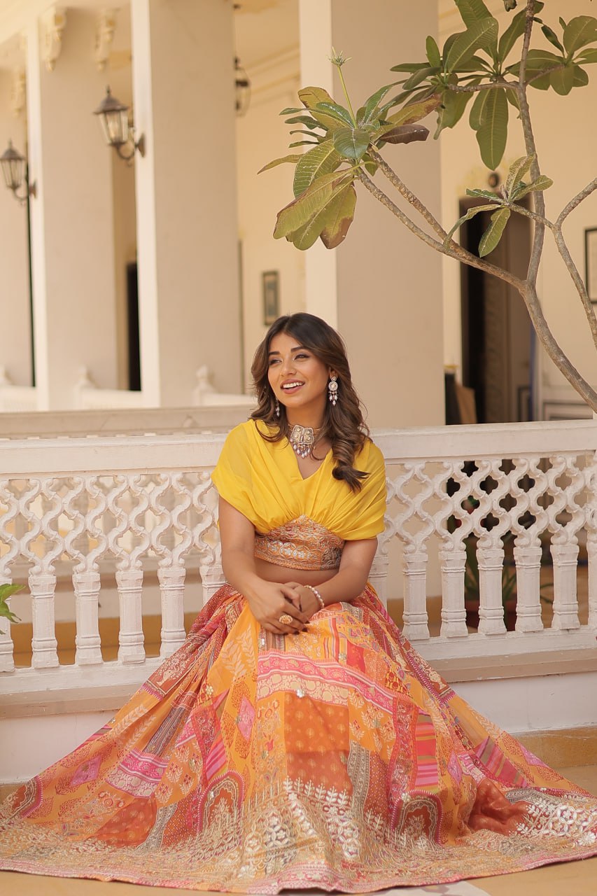 Varnika Russian Silk Printed Lehenga Choli Set