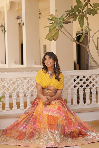 Varnika Russian Silk Printed Lehenga Choli Set