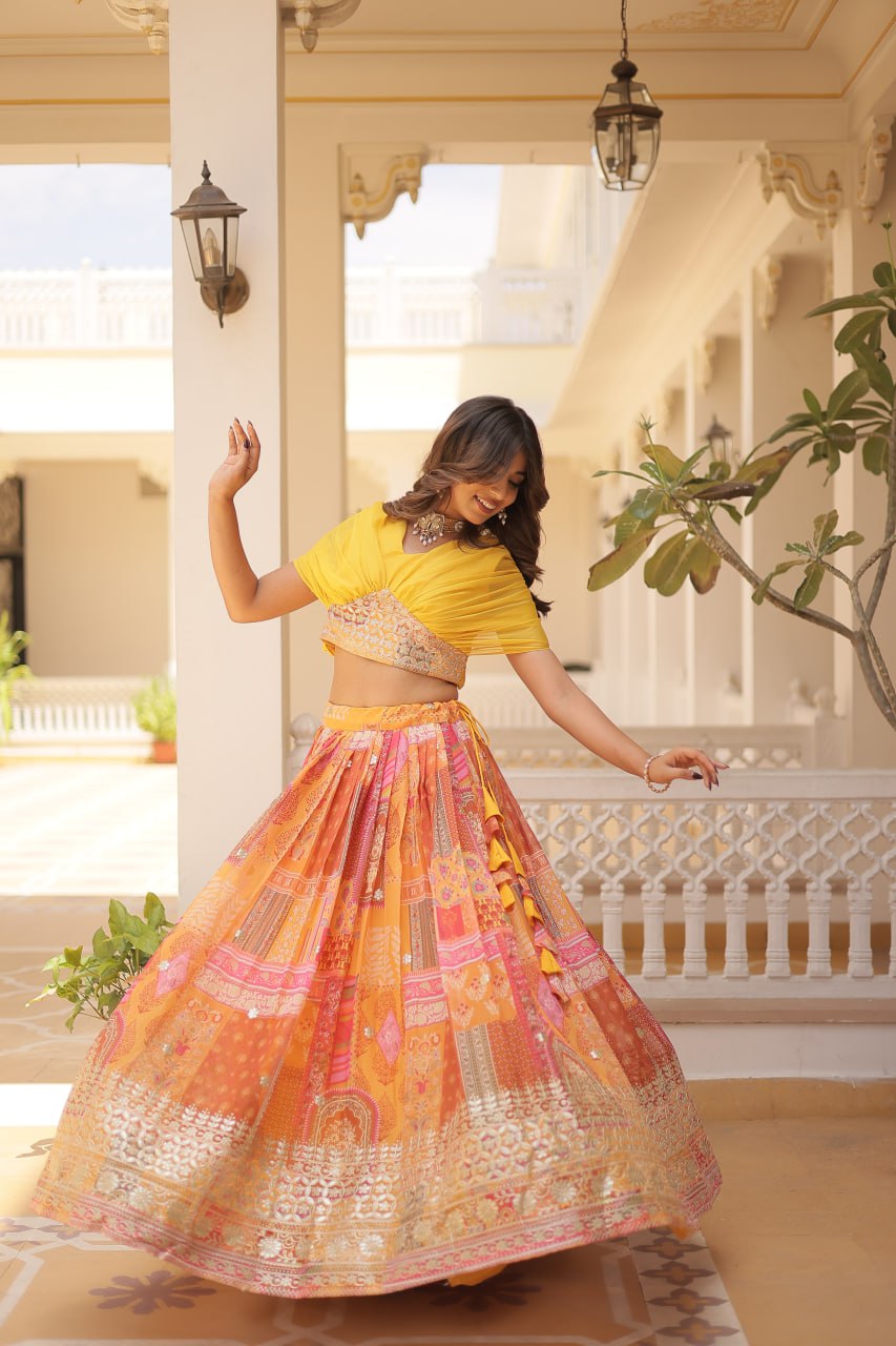 Varnika Russian Silk Printed Lehenga Choli Set