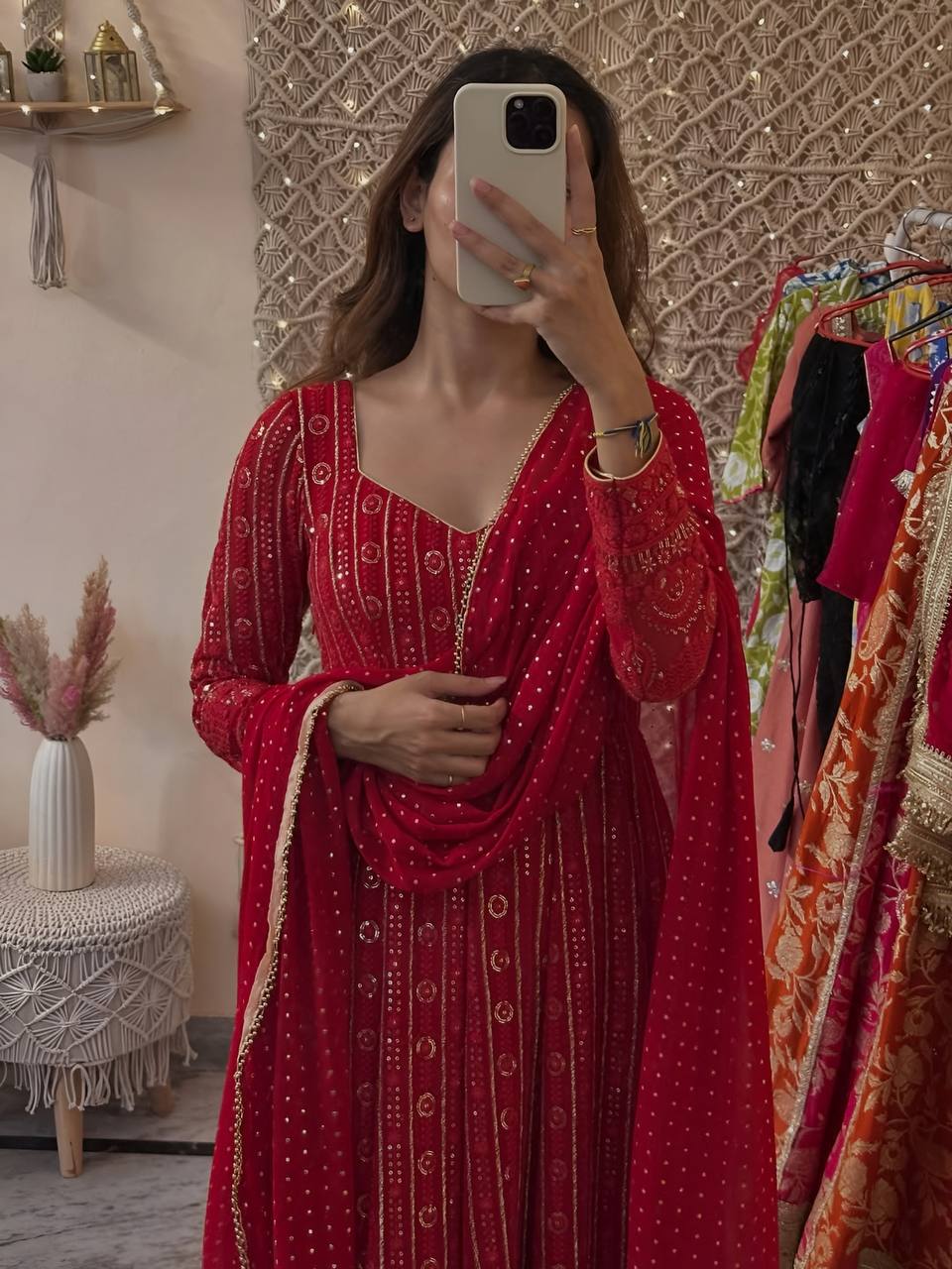 Noor Lakhnavi Embroidered Work Anarkali Suit Set