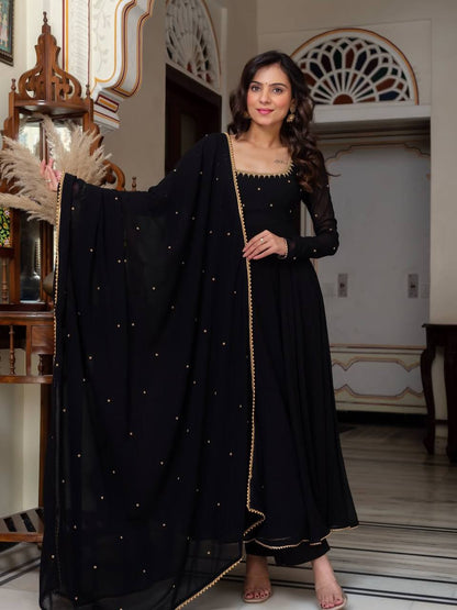 Anvisha Premium Black Party Wear Anarkali Suit Set